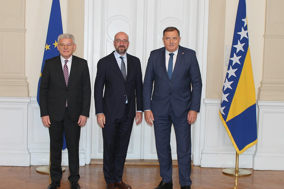 Dodik i Džaferović s Michelom: O EU i EUFOR-u