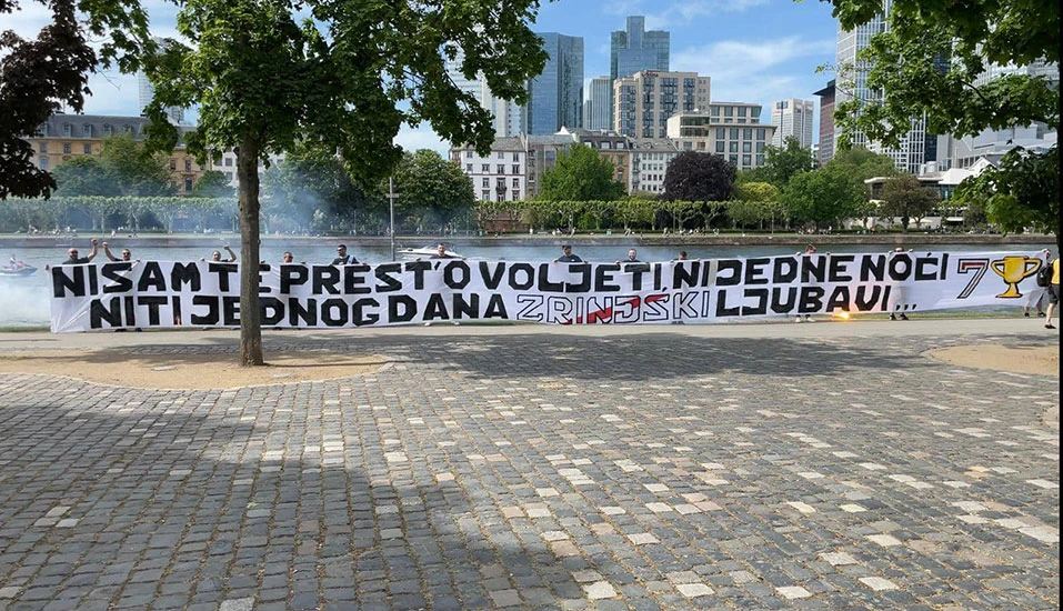 Frankfurt - Transparent od 25 metara u čast Zrinjskom
