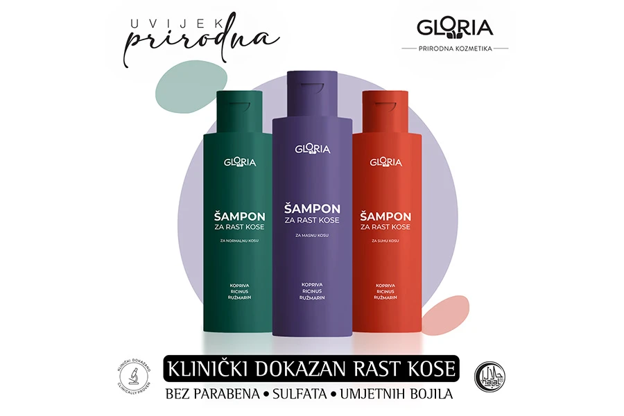 Klinički dokazan rast kose uz pomoć prirodnog šampona Gloria