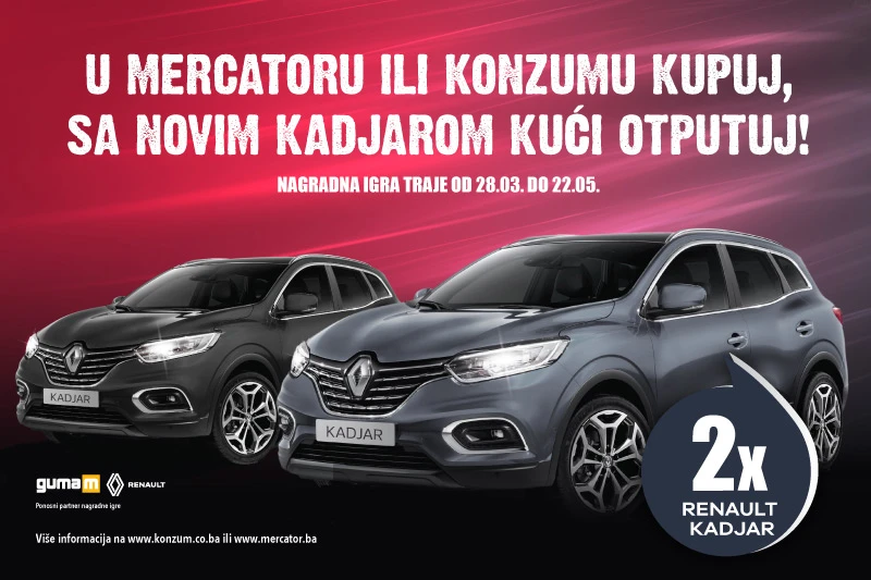 Mercator i Konzum najsretnijim kupcima poklanjaju dva automobila Renault Kadjar