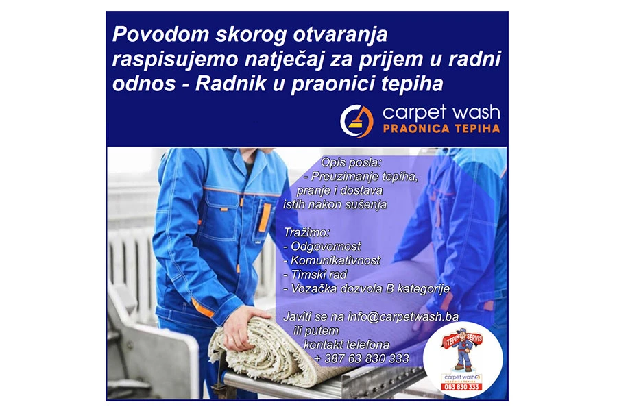 Carpet Wash - oglas za posao