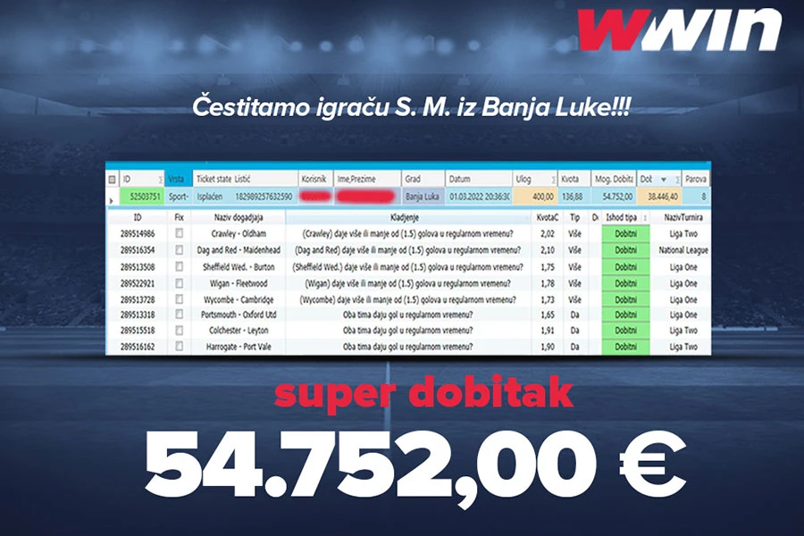 WWin isplatio super dobitak: Sretni igrač je osvojio više od 100.000 KM!