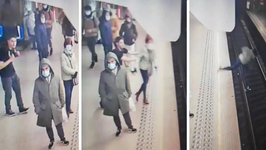 Pogledajte snimku: Namjerno gurnuo ženu na tračnice, vozač u šoku