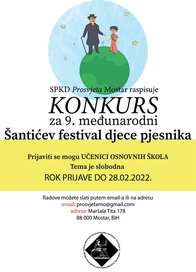 Objavljen natječaj za 9. međunarodni Šantićev festival djece pjesnika