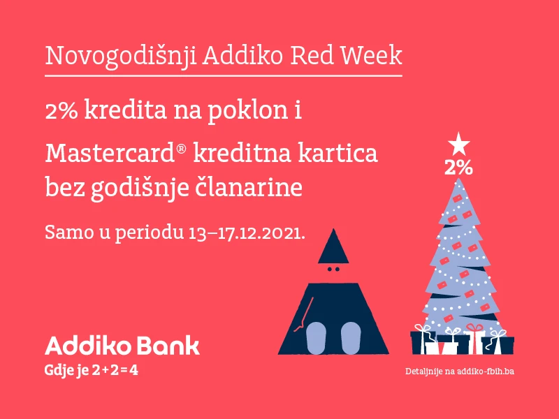 2% kredita na poklon i Mastercard kreditna kartica, bez godišnje članarine