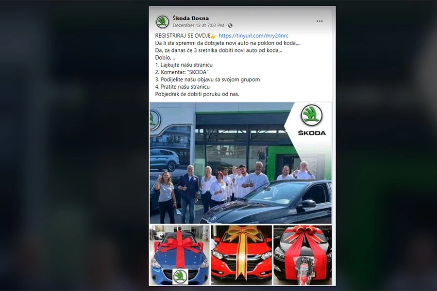 ''Škoda Bosna'' lažna je Facebook stranica