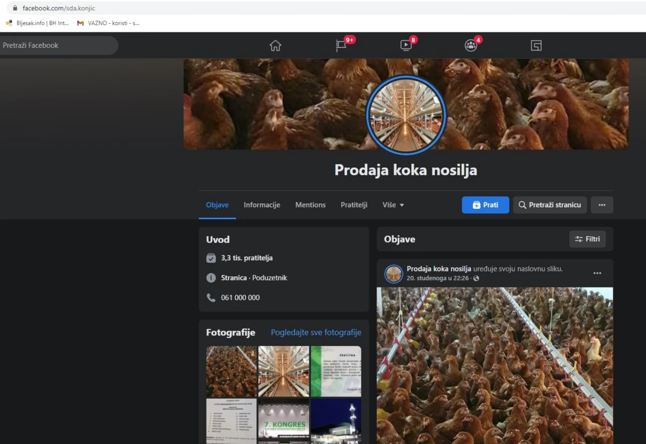"SDA Konjic" misteriozno postao "Prodaja koka nosilja"