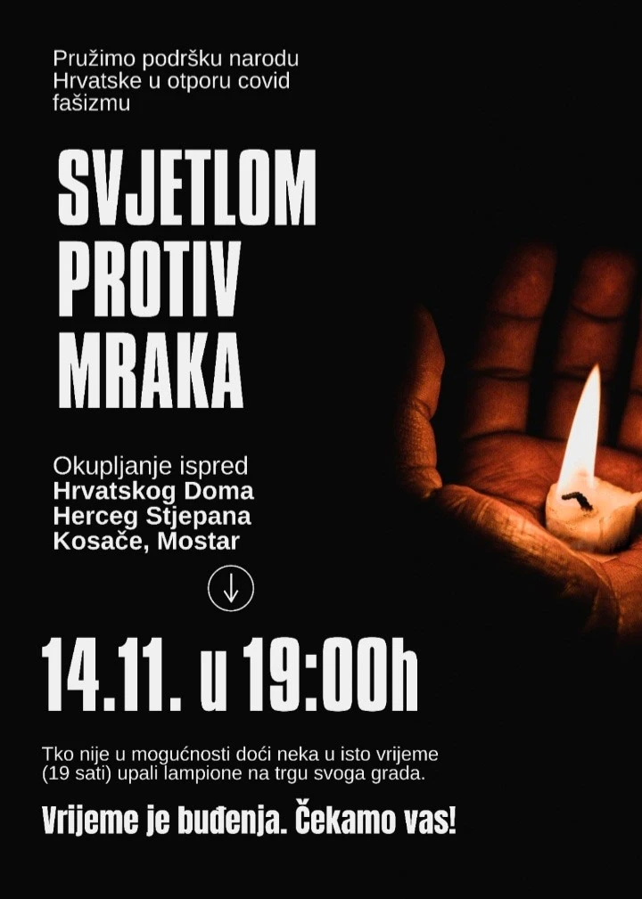 U Mostaru za večeras najavljen prosvjed protiv pandemijskih mjera