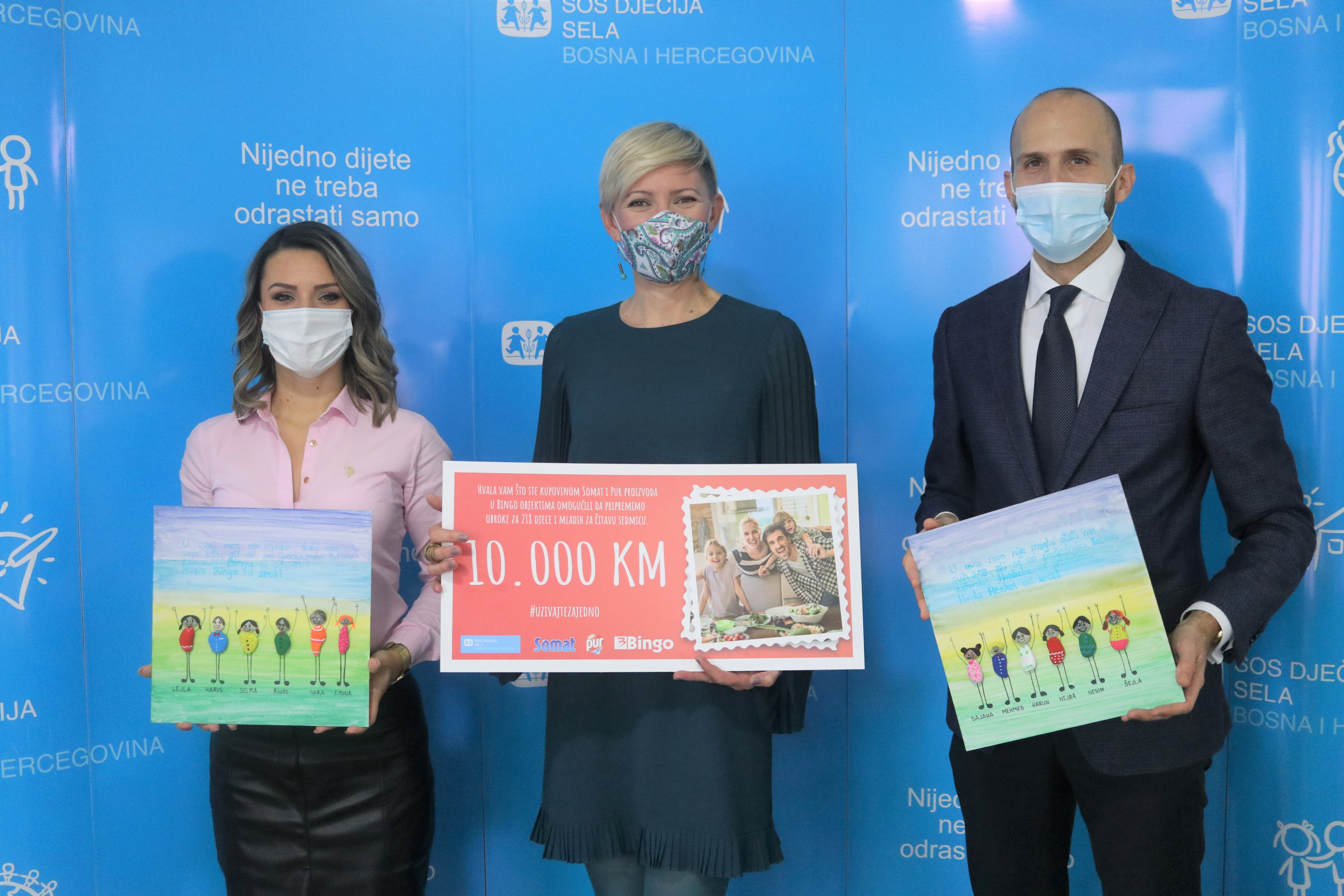 SOS Dječjim selima BiH donirano 10.000 KM izdvojenih od prodaje Somat i Pur proizvoda u Bingo marketima