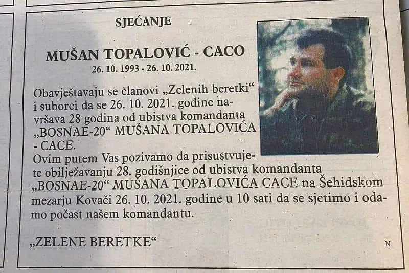 Osmrtnica ratnom zločincu financirana je javnim novcem