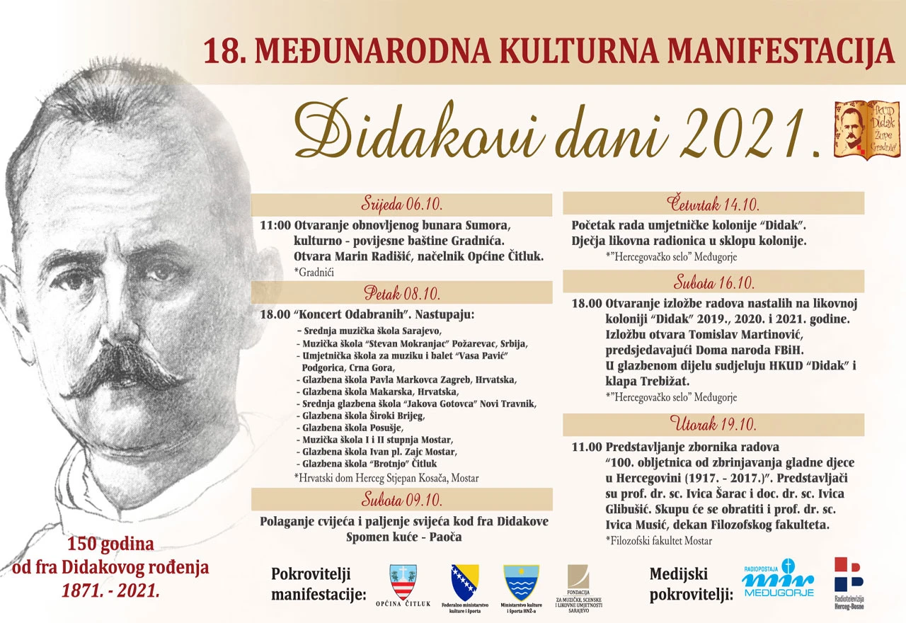 Bogat program ''Didakovih dana'' od 6. do 19. listopada
