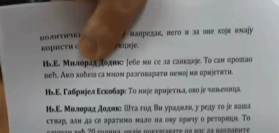 Dodik poručio izaslaniku američkog predsjednika: J*** mi se za sankcije