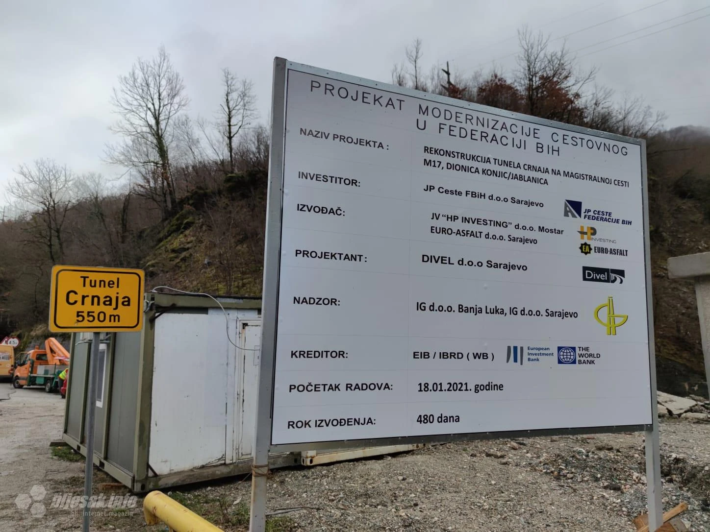 Od ponedjeljka promet kroz tunel Crnaja odvijat će se jednom trakom
