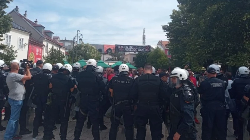 Prosvjedi u Cetinju: Prosvjednici srušili ogradu na Dvorskom trgu