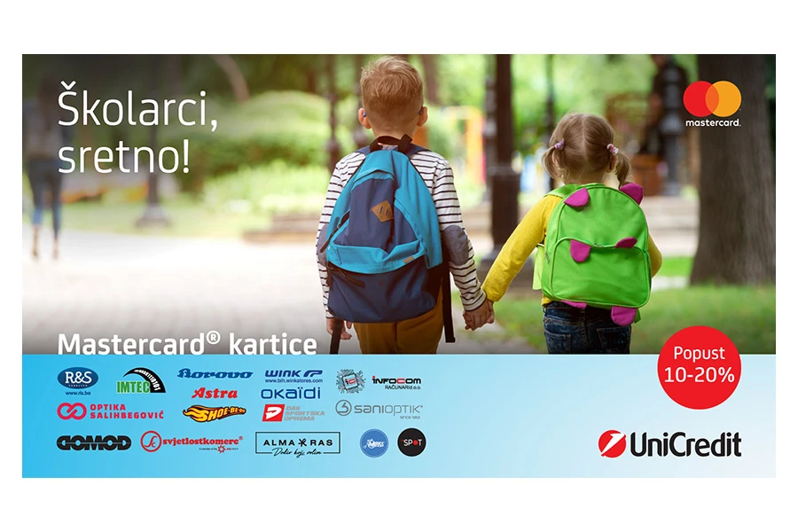 Opremite školarce i ostvarite popuste sa Mastercard karticama UniCredit Bank