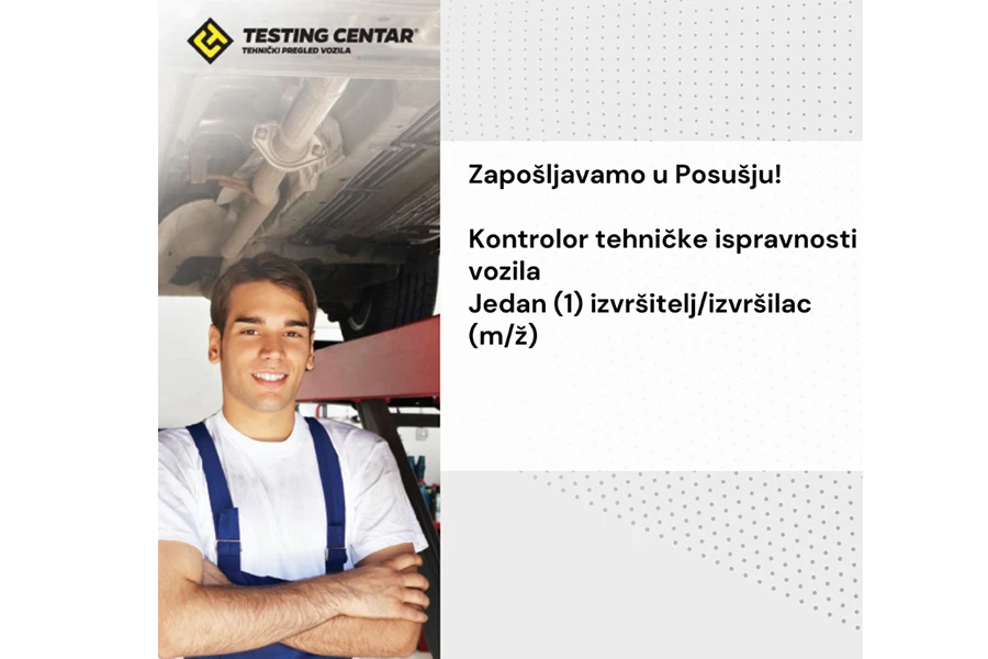 Testing Centar d.o.o. raspisuje natječaj za radno mjesto