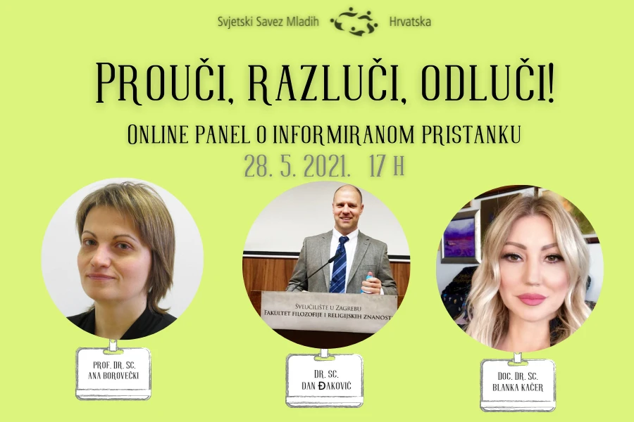 'Prouči, razluči, odluči': Online paneli o prizivu savjesti i informiranom pristanku
