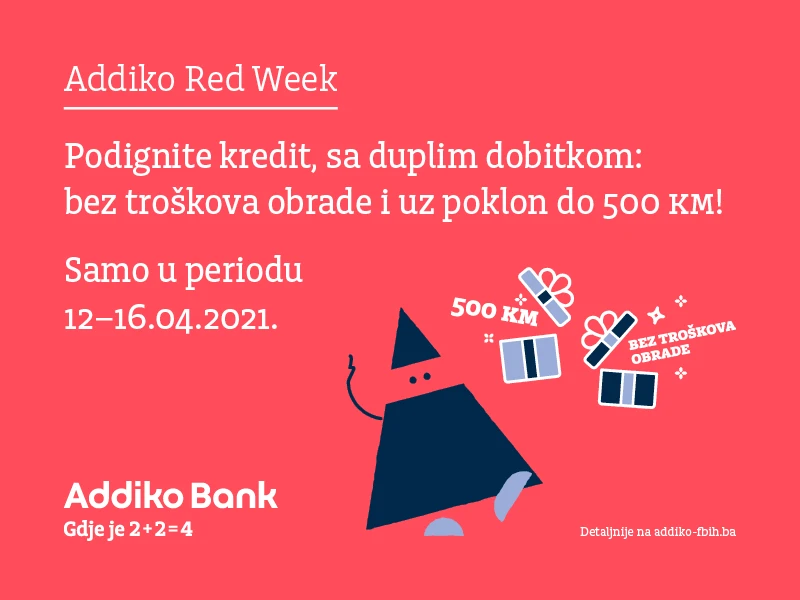 Ugovorite kredit bez troškova obrade i počastite se poklonom do 500 KM!
