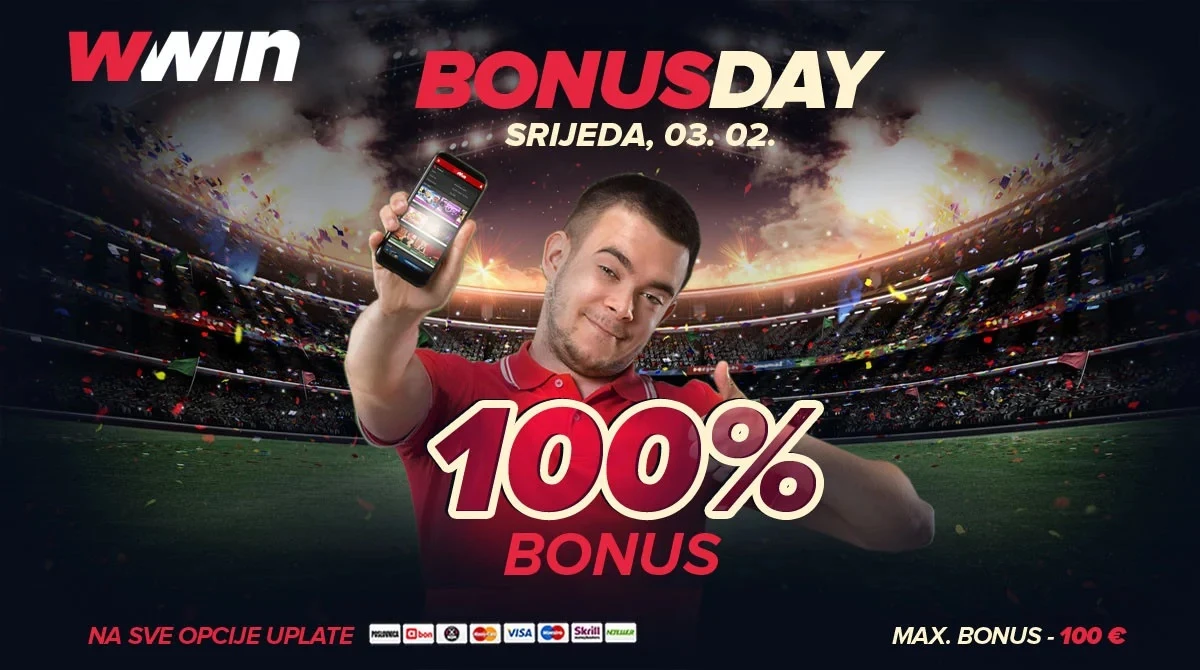 Bonus day u poslovnicama WWin - 100% bonusa na sve opcije uplate 