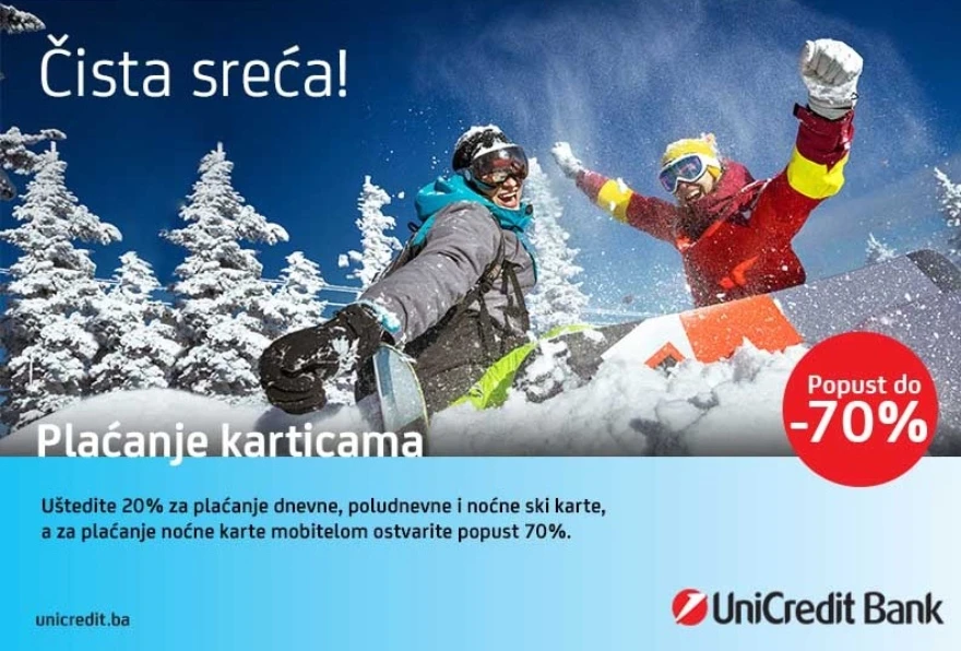 Popusti na ski karte sa UniCredit karticama i mobilnim bankarstvom