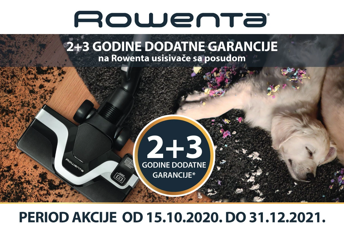 Produžena garancija 2+3 godine na usisivače sa posudom iz Rowente