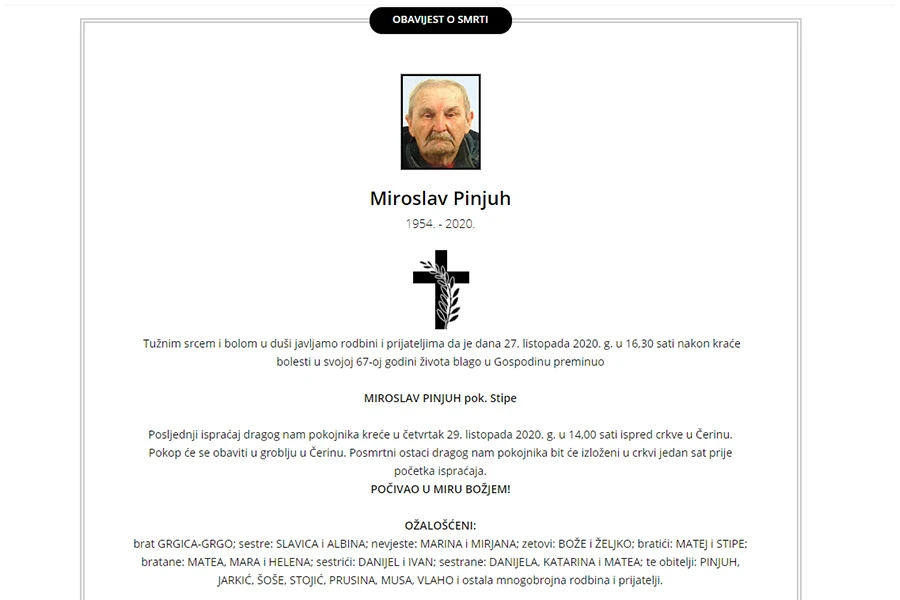 Preminuo profesor Miroslav Pinjuh