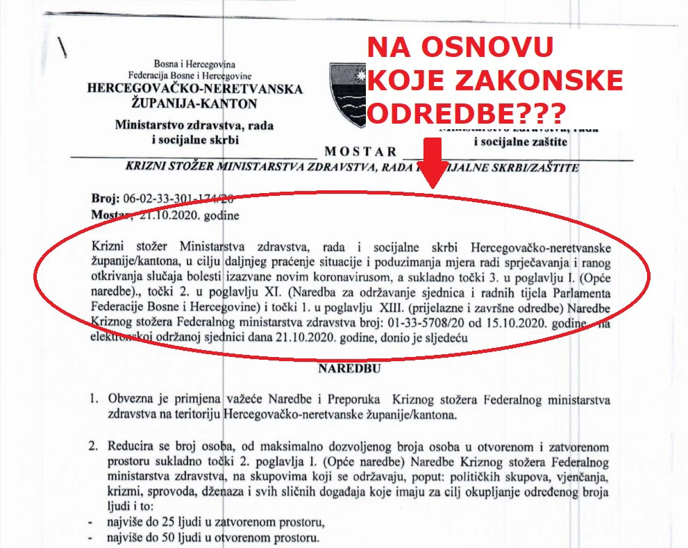 HRS: Naredbe Kriznog stožera su protuustavne i protuzakonite