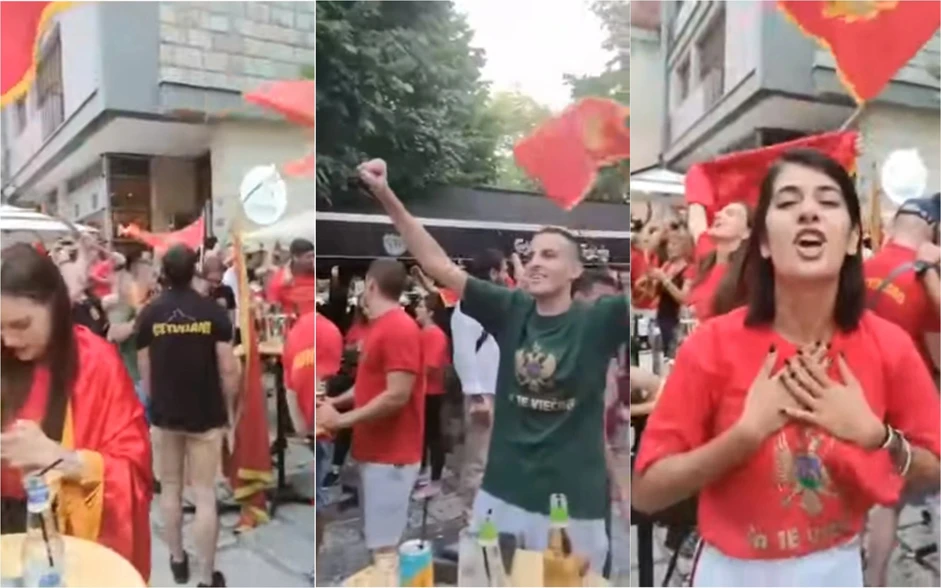 Crnogorci pjevali Thompsona i Škoru na skupu ispred srpske crkve