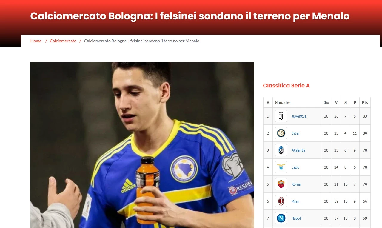 Luka Menalo pod povećalom Bologne