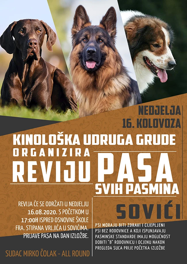 Otkazana 'Revija svih pasmina pasa' u Sovićima